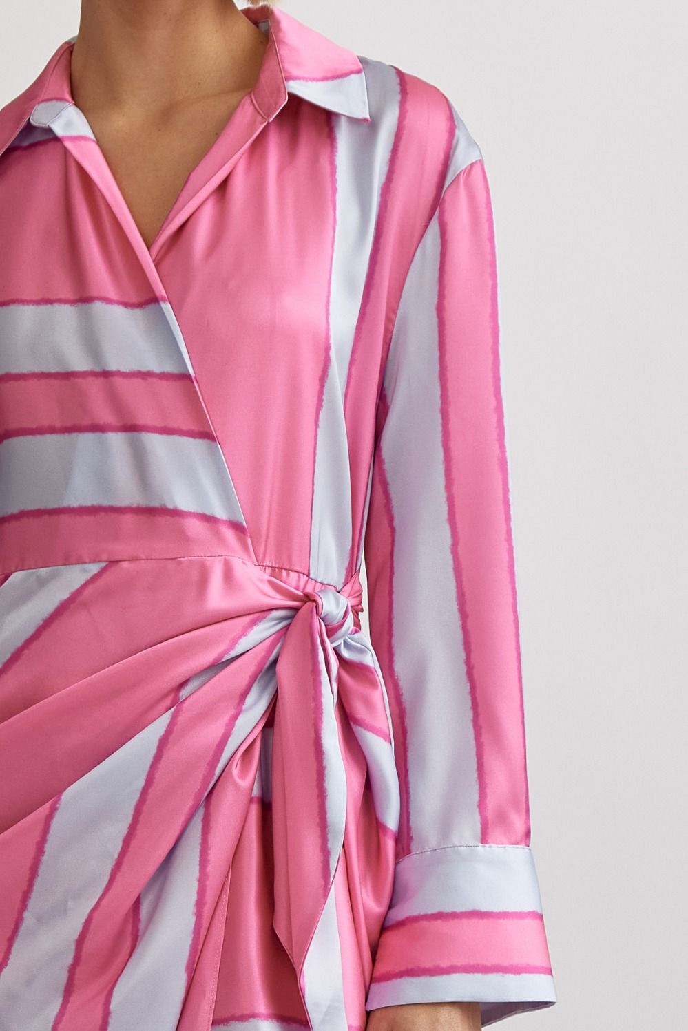 **MORE COLORS** Colorblock Stripe Wrap Dress