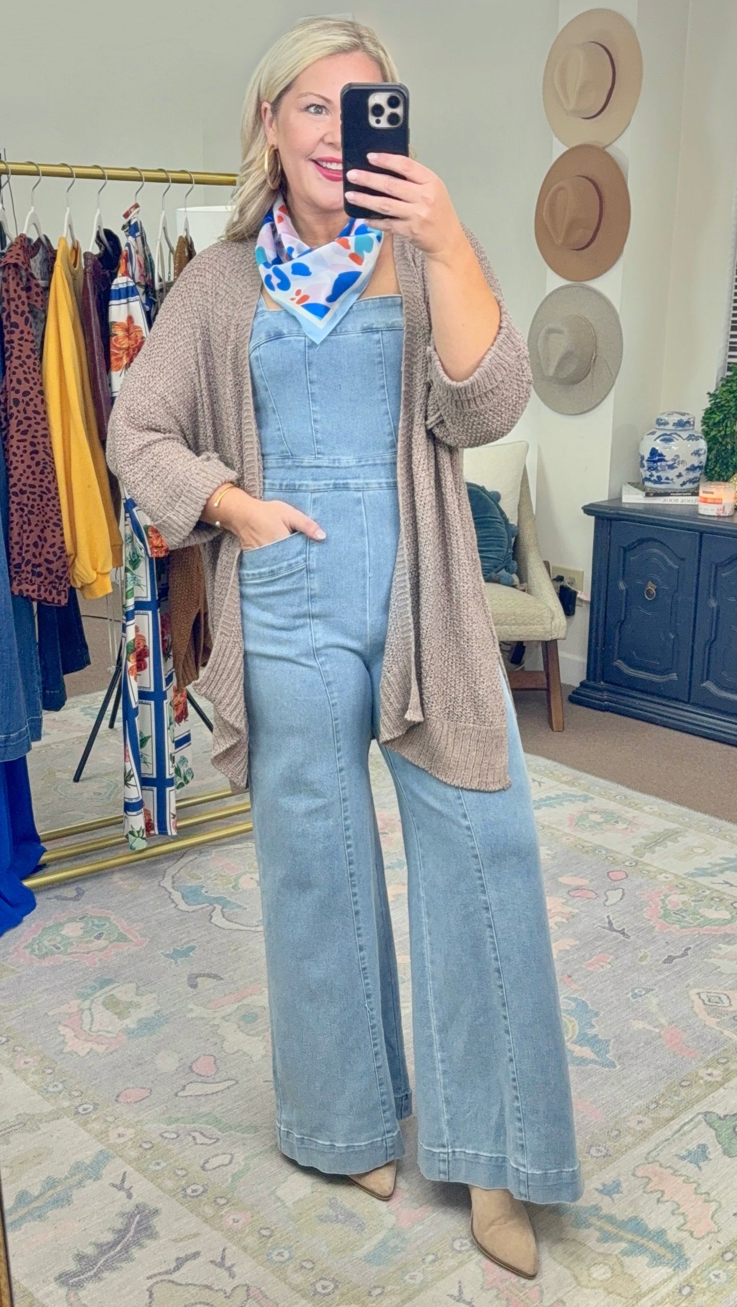 Night in Nashville Wide Leg Denim Jumpsuit
