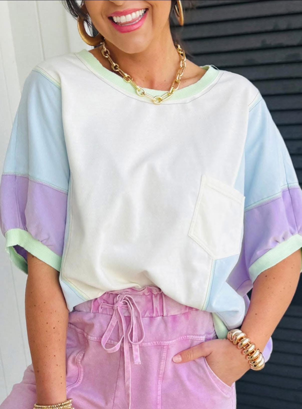 **MORE COLORS** Weekend Warrior Colorblock Drop Sleeve Tee
