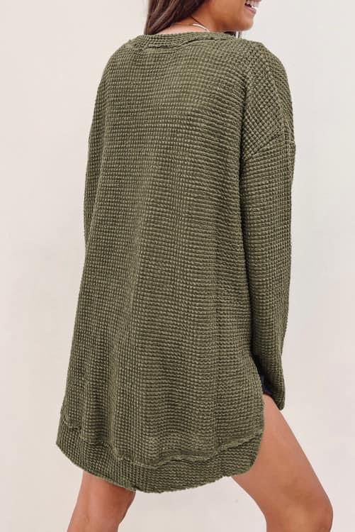 **MORE COLORS** Try Anything Raw Hem Waffle Knit Tunic Top