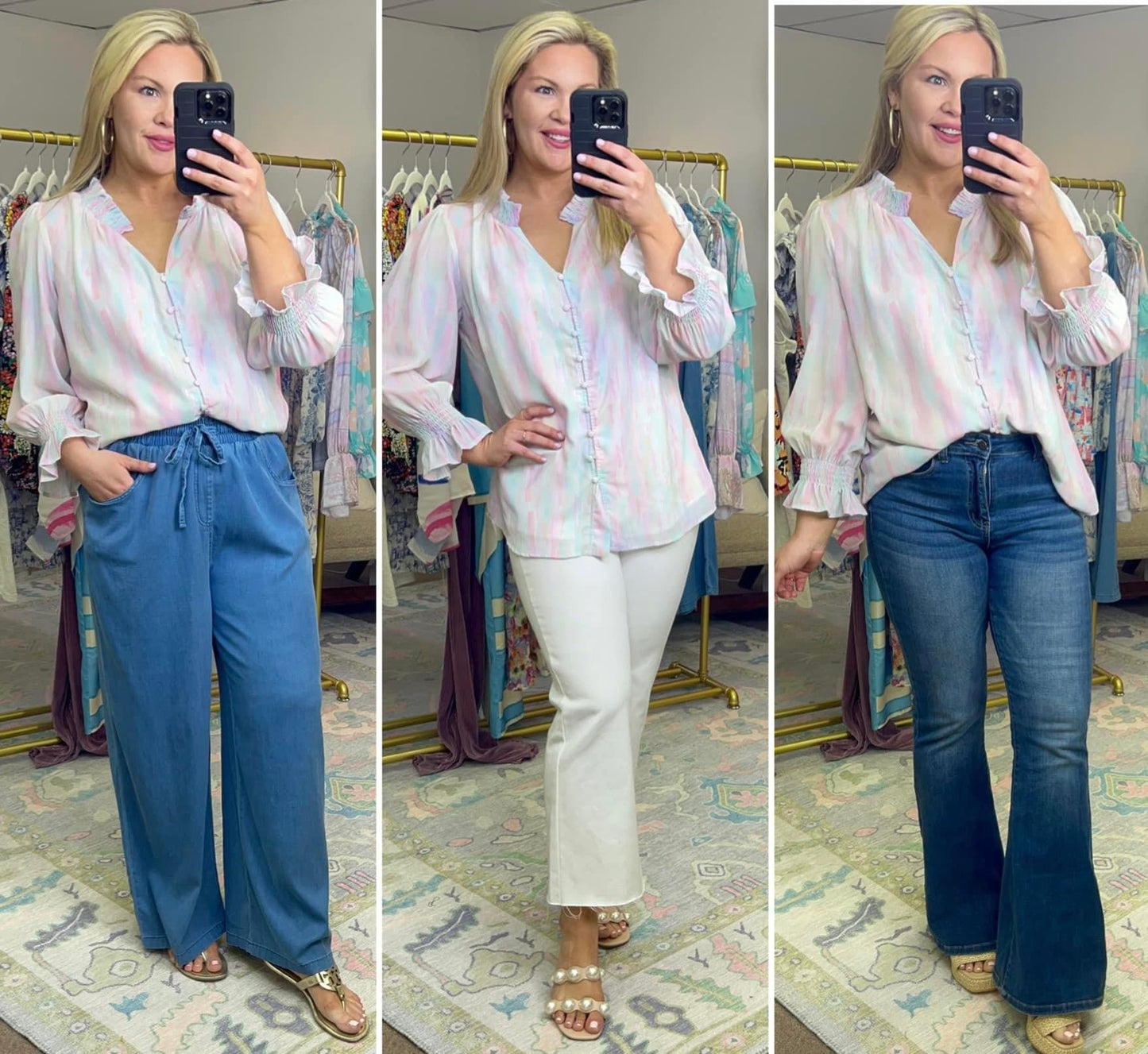 Pastel Frill Flounce Blouse