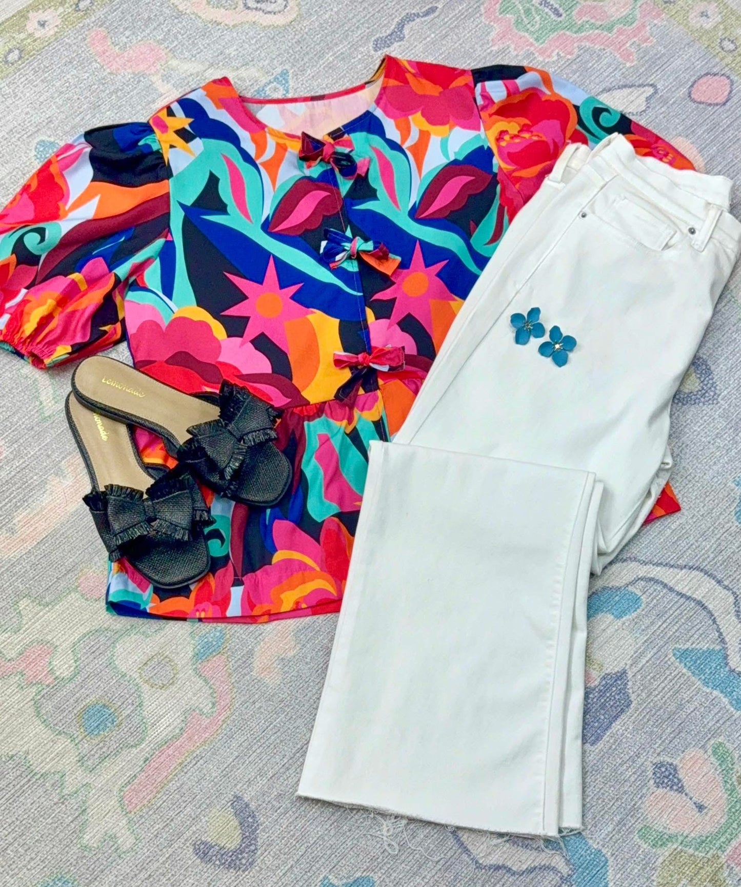 Where There’s Love Printed Bow Blouse