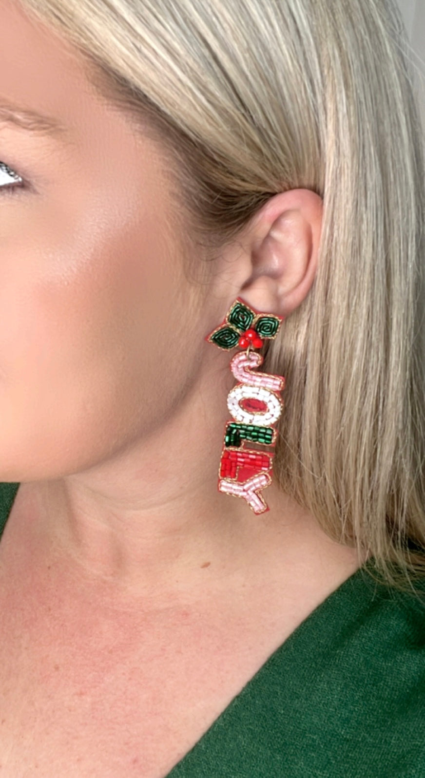 Holly Jolly Christmas Beaded Earrings