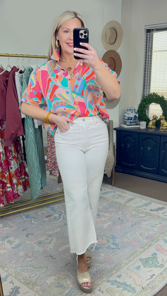 Bright Beginnings Multicolor Geometric Print Blouse