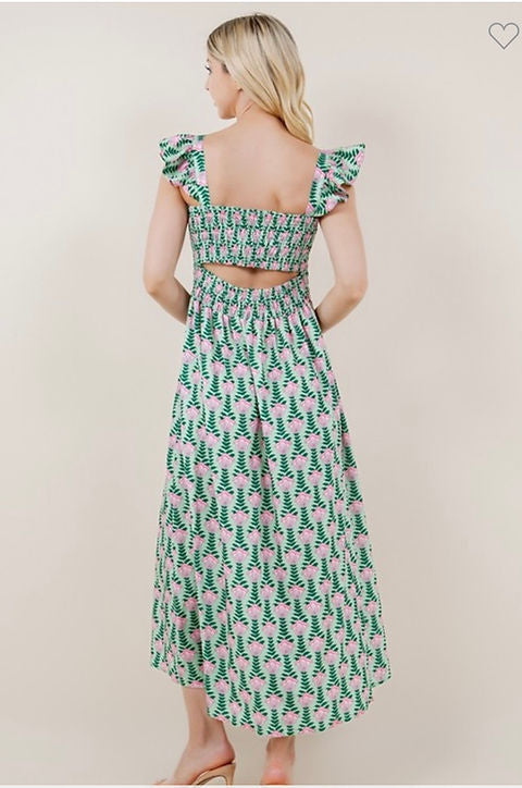 Fields of Grace Floral Print Smocked Dress