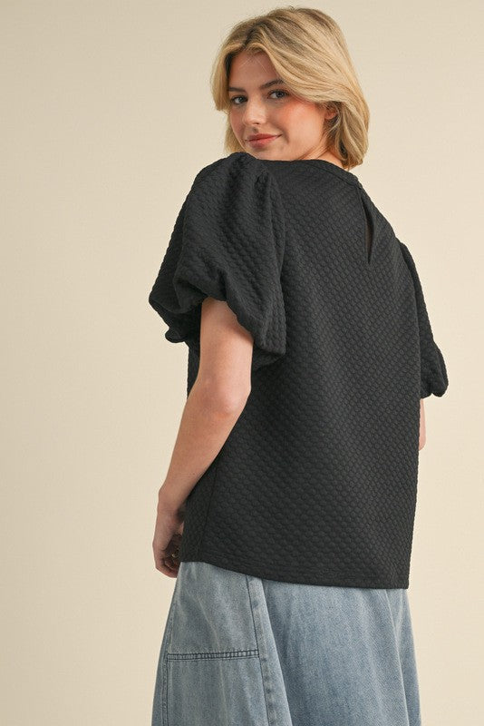 **MORE COLORS** Proper Attire Textured Puff Sleeve Top