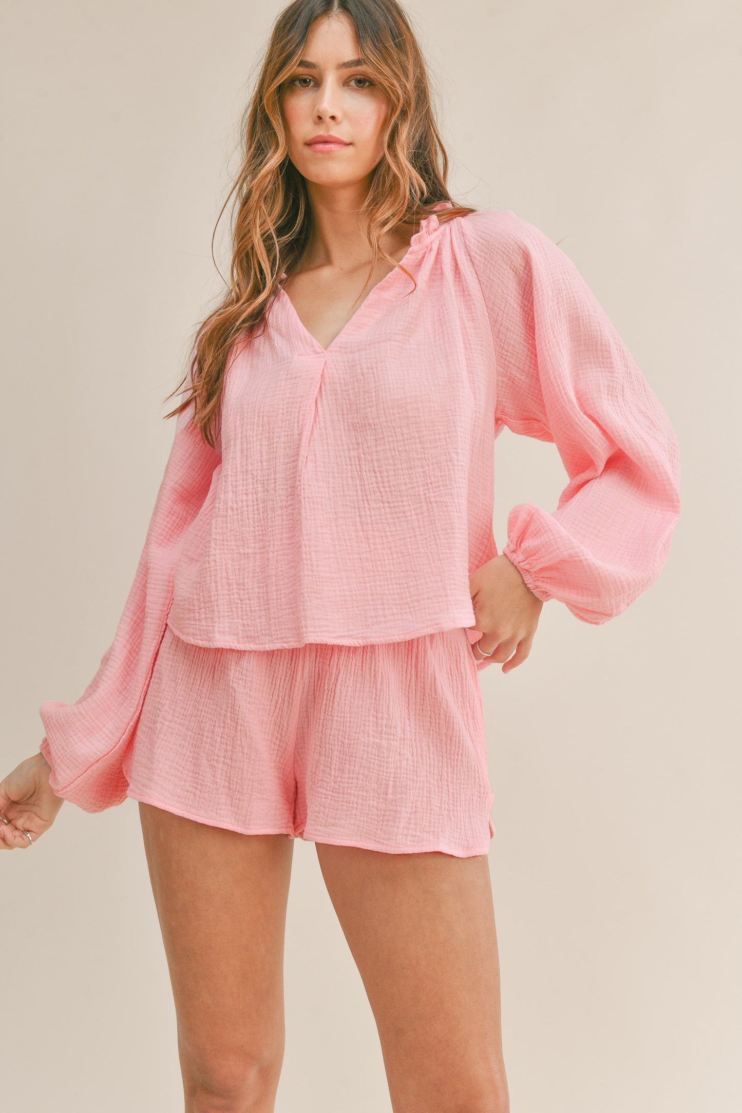 Ruffle Cotton Gauze Short Set