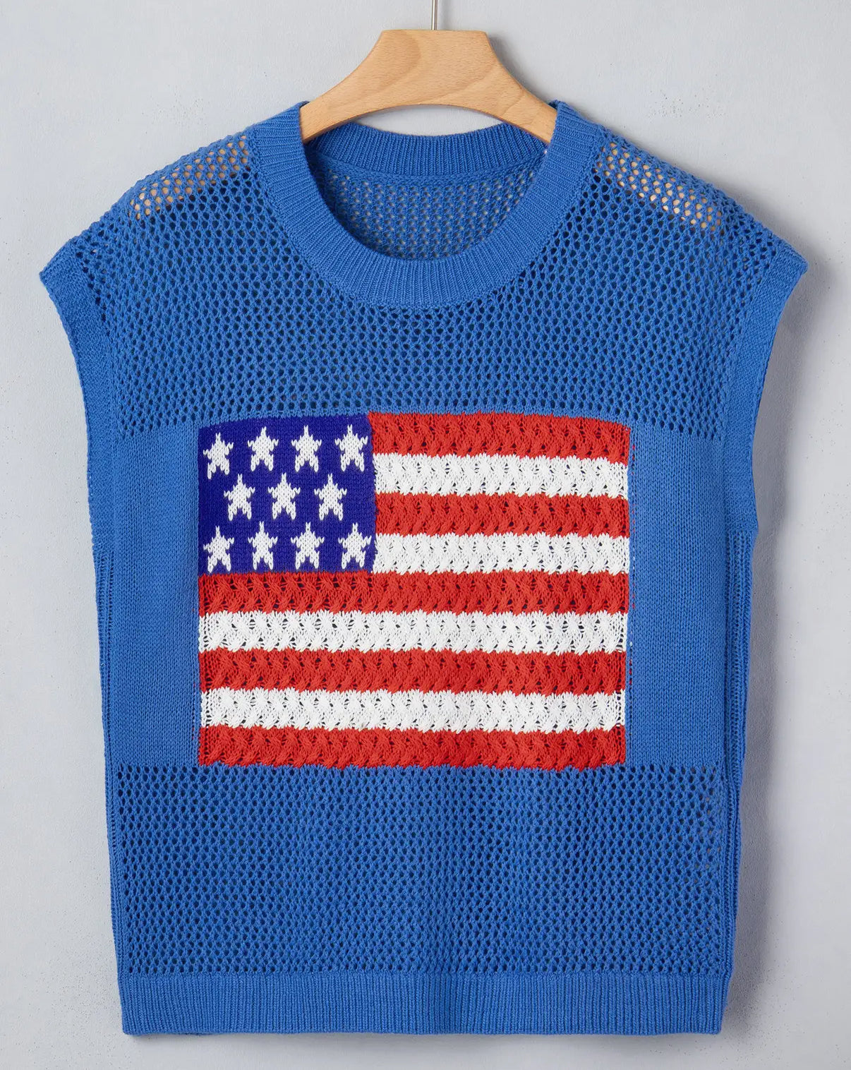 Patriotic & Proud Flag Open Knit Top