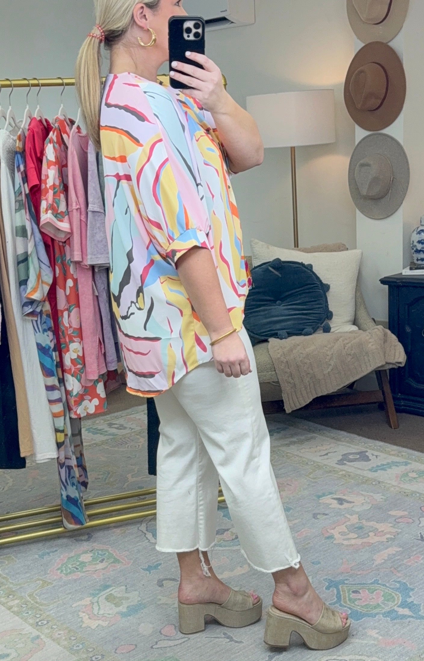 Easy Street Swirl Print Kaftan Blouse