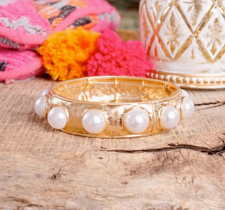✨RESTOCKED✨ Not a Moment Too Soon Gold Pearl Statement Bangle