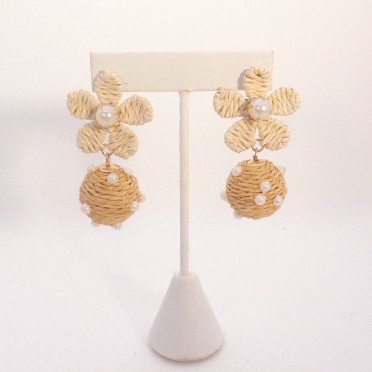 Sweet Retreat Raffia Flower Earrings