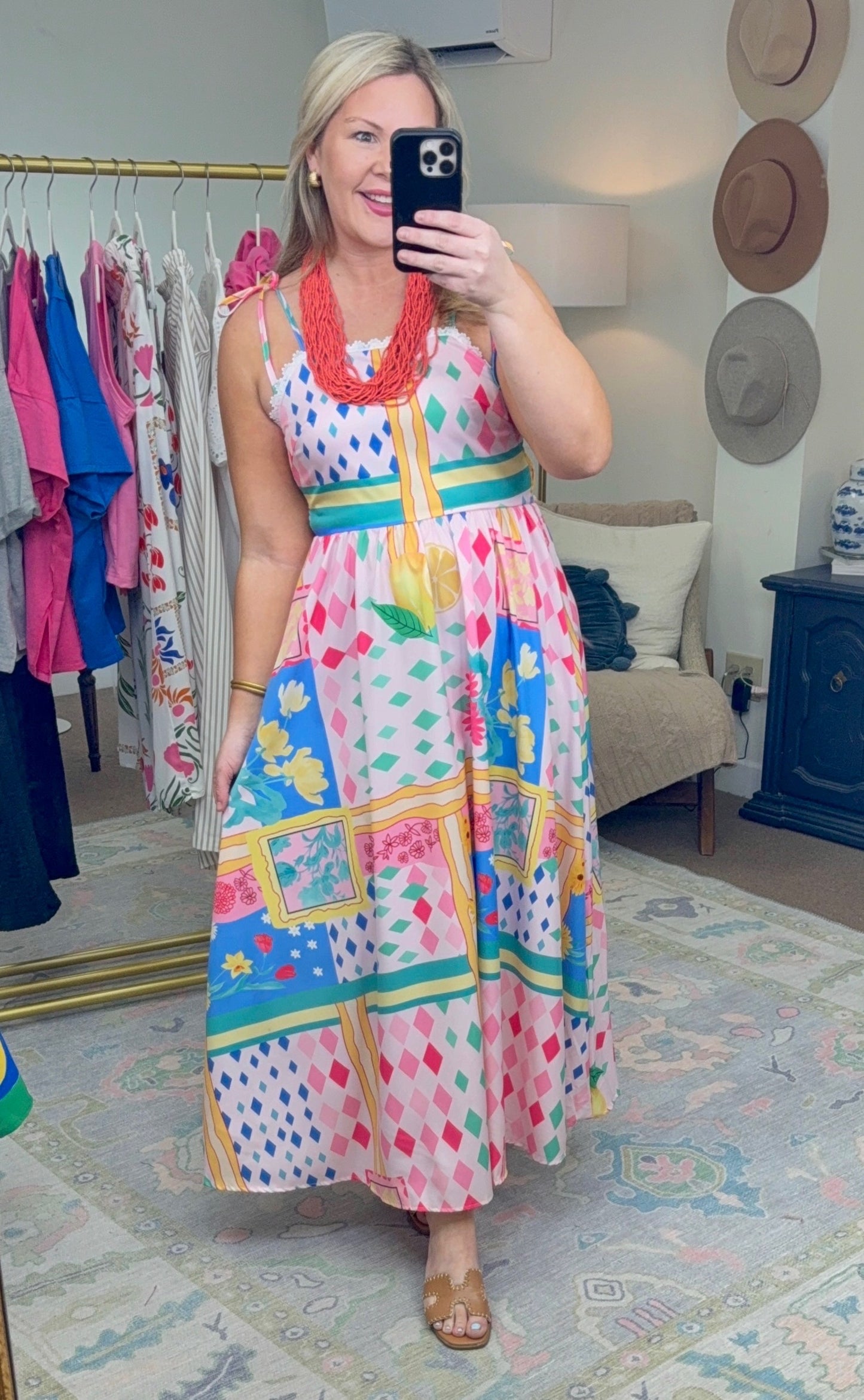 Carefree Feels Print Midi Dress
