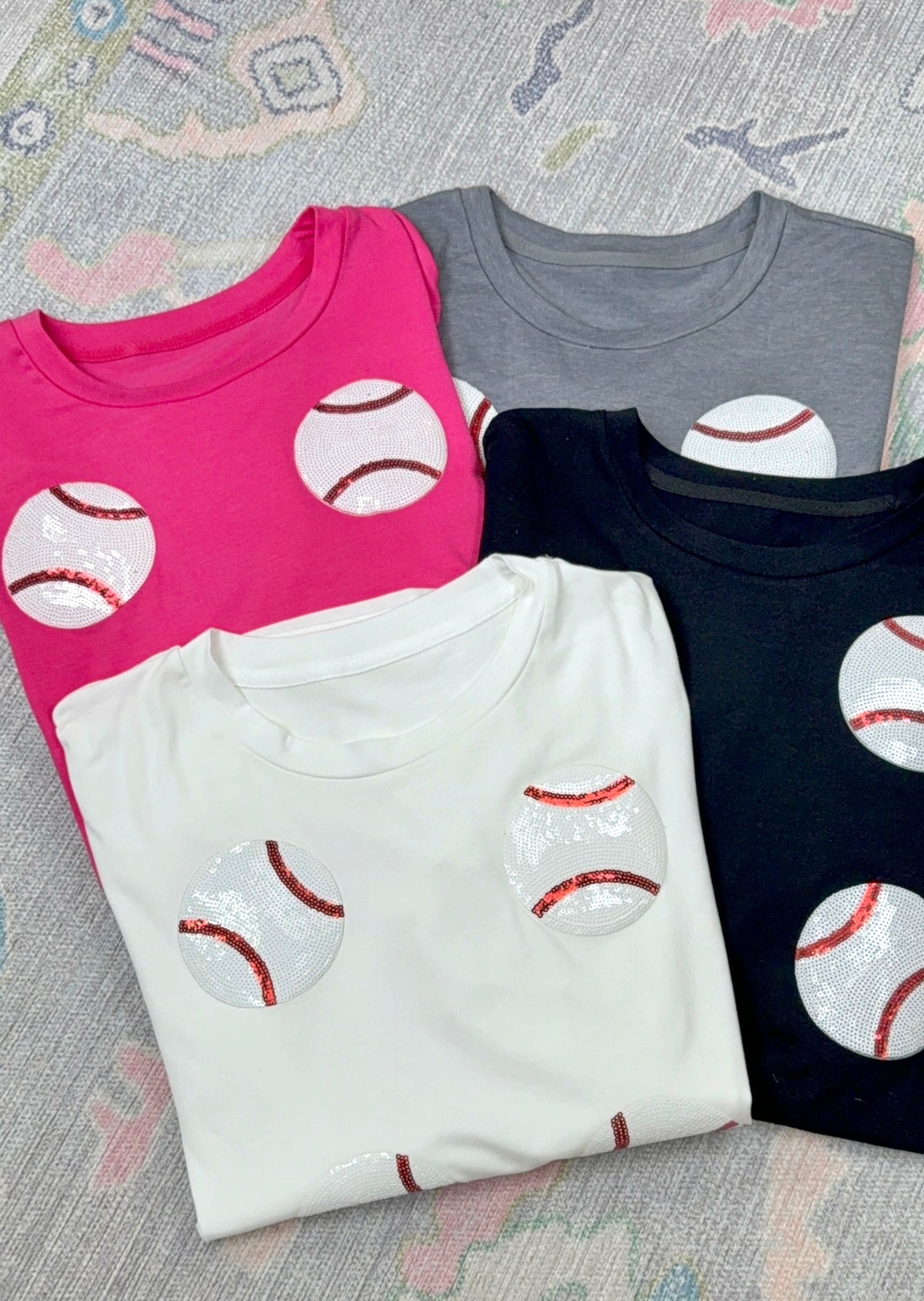 **MORE COLORS** Grand Slam Sequin Baseball Tee