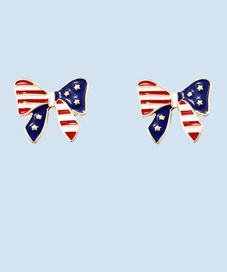 Flag Bow Stud Earrings