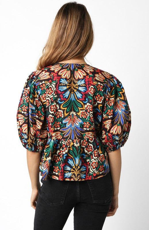 You Alone Print Poplin Knot Blouse