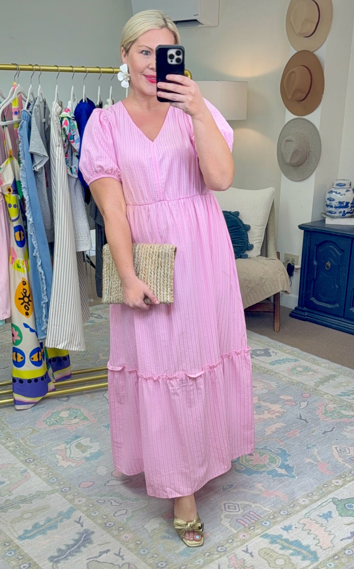 Look My Way Puff Sleeve Maxi Dress