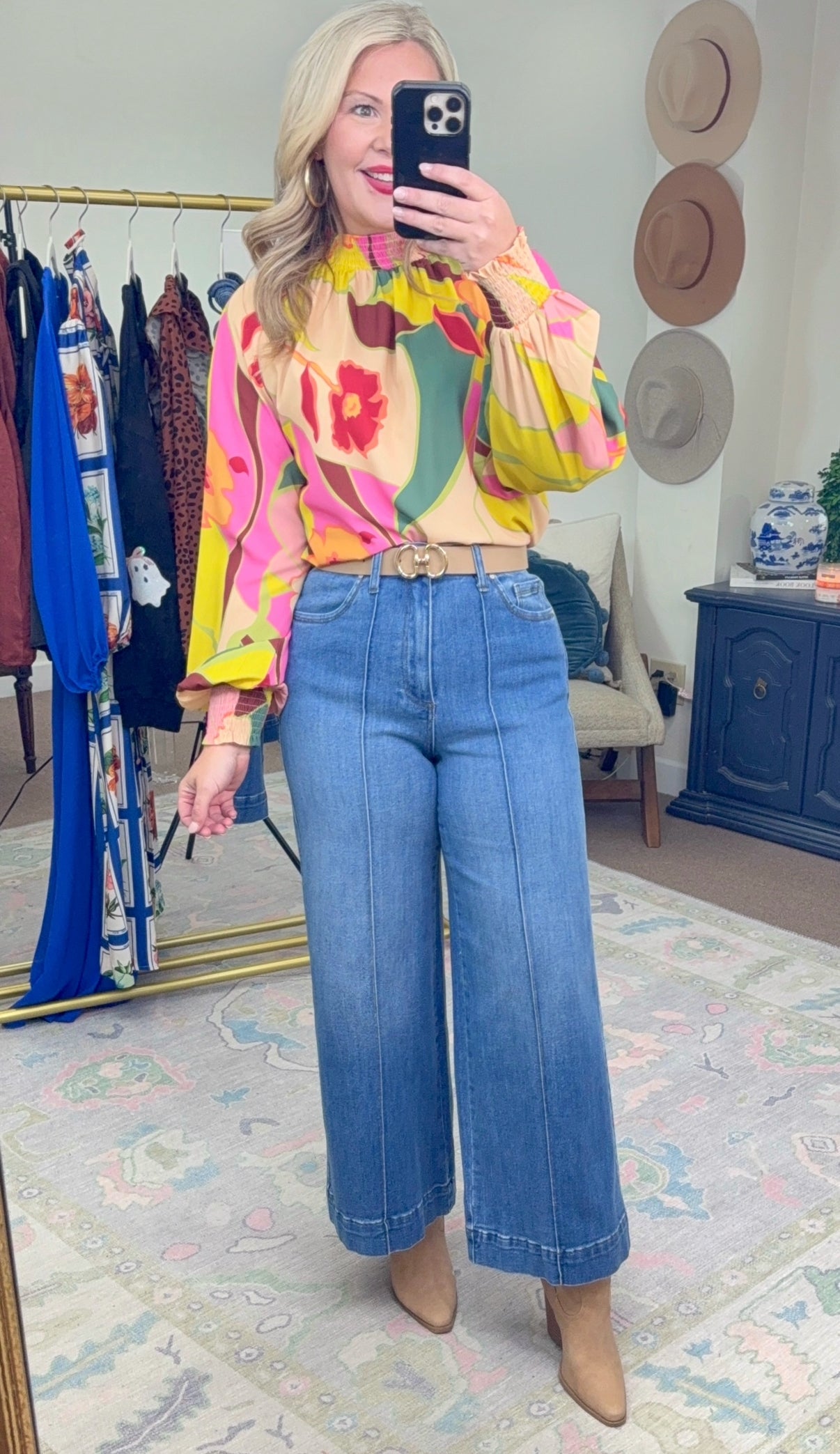 Groovy Garden Retro Print Blouse