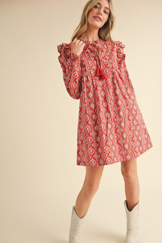 Sweet Annie Ruffle Trim Mini Dress