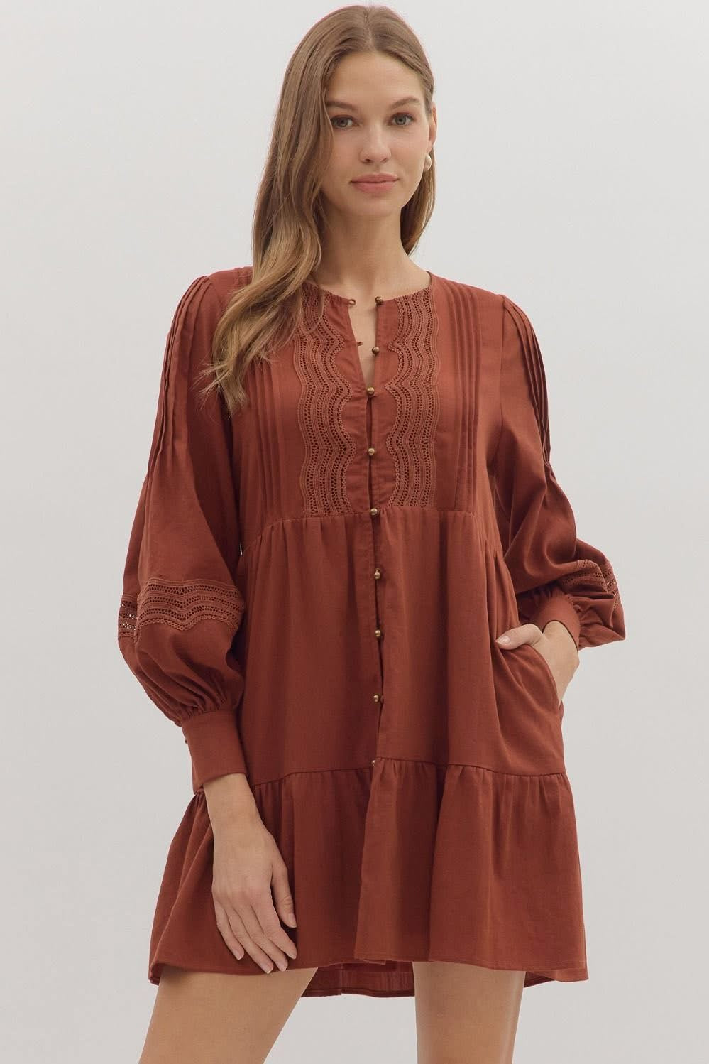 Amber Skies Pintuck Dress