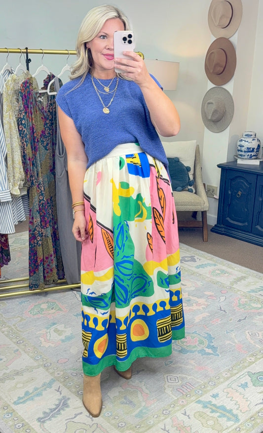 Hot Tropic Abstract Print Skirt
