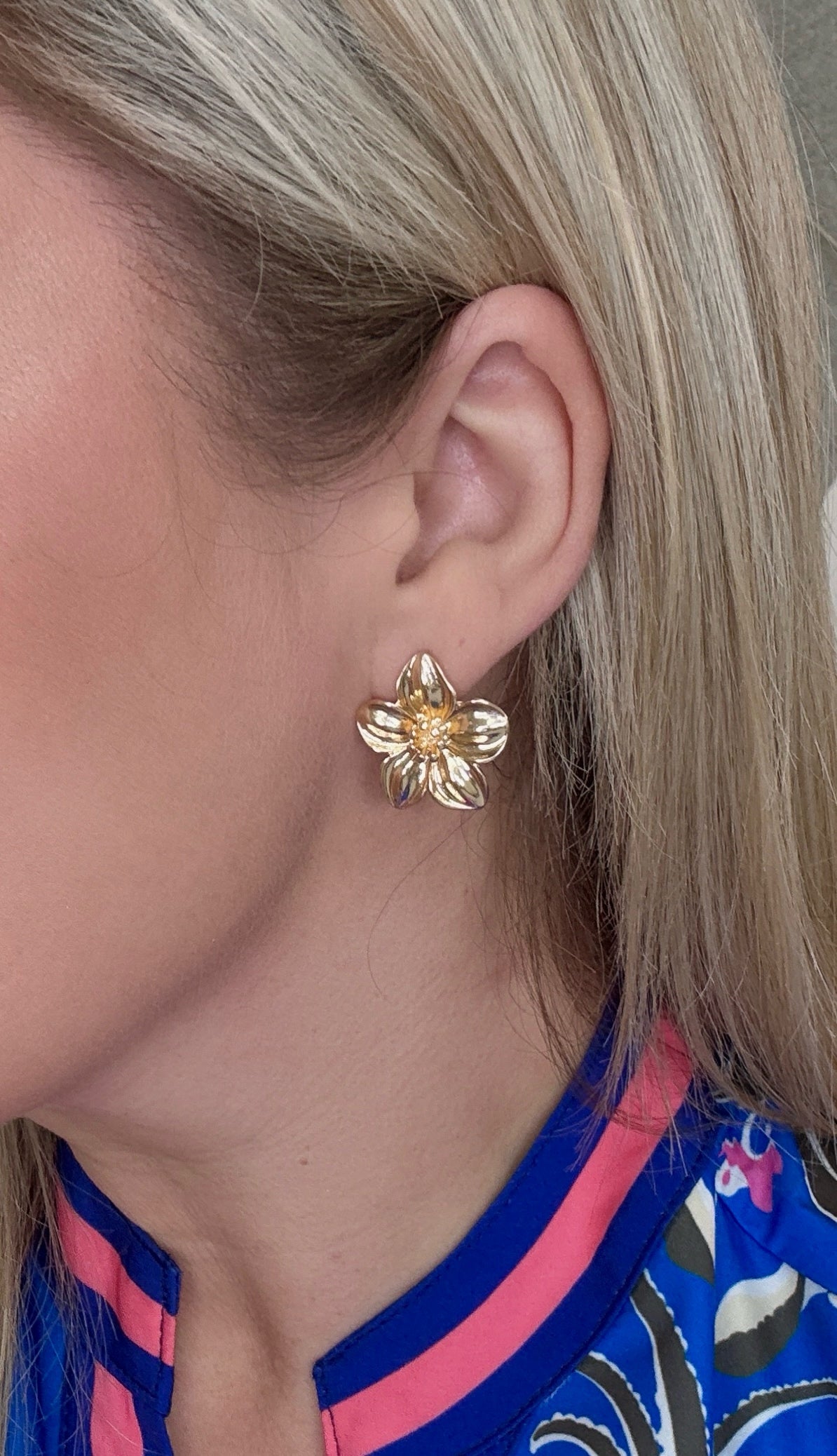 Beautiful Blooms Gold Flower Stud Earrings