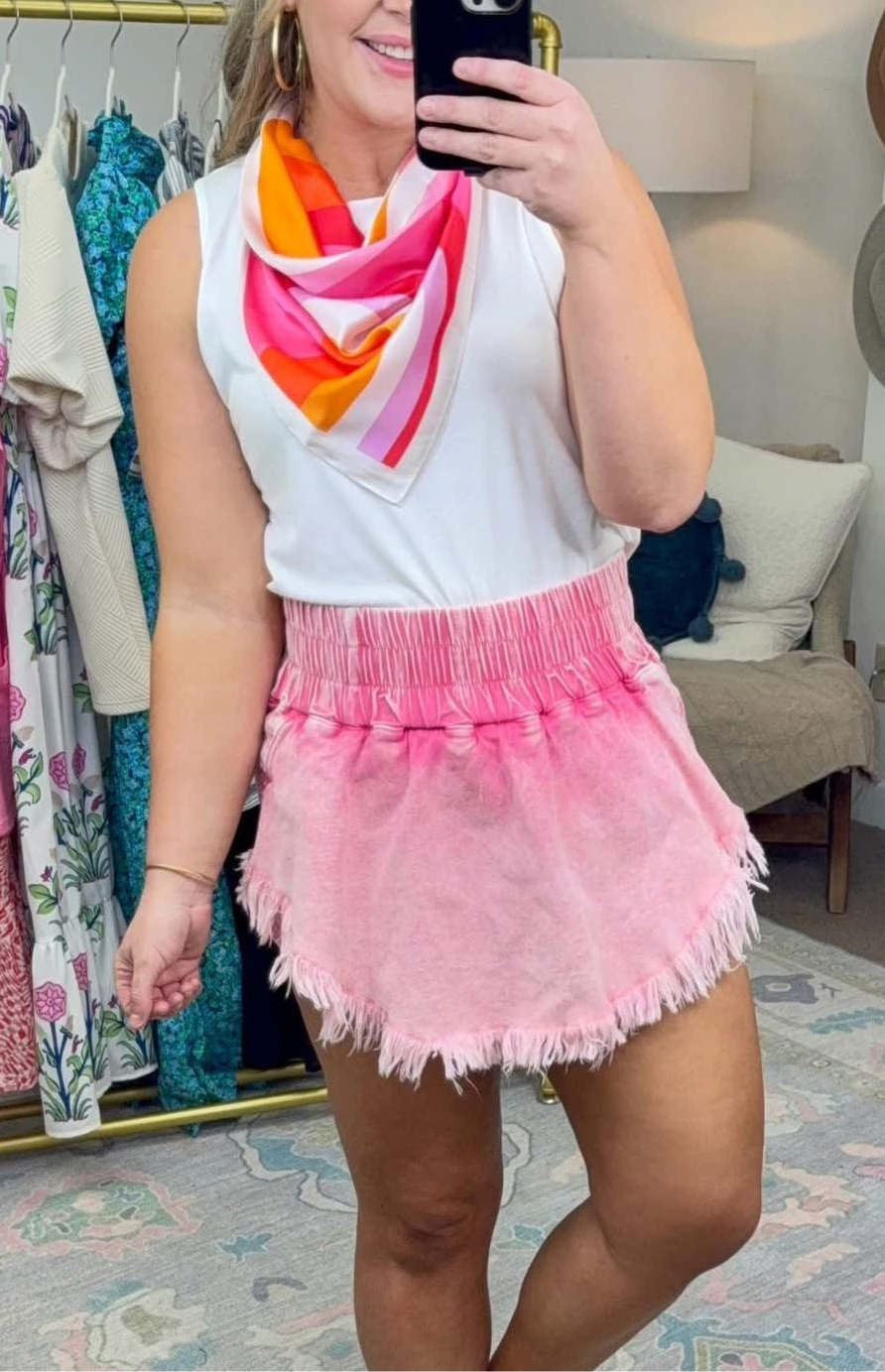 Best Dressed Washed Smock Waist Skort