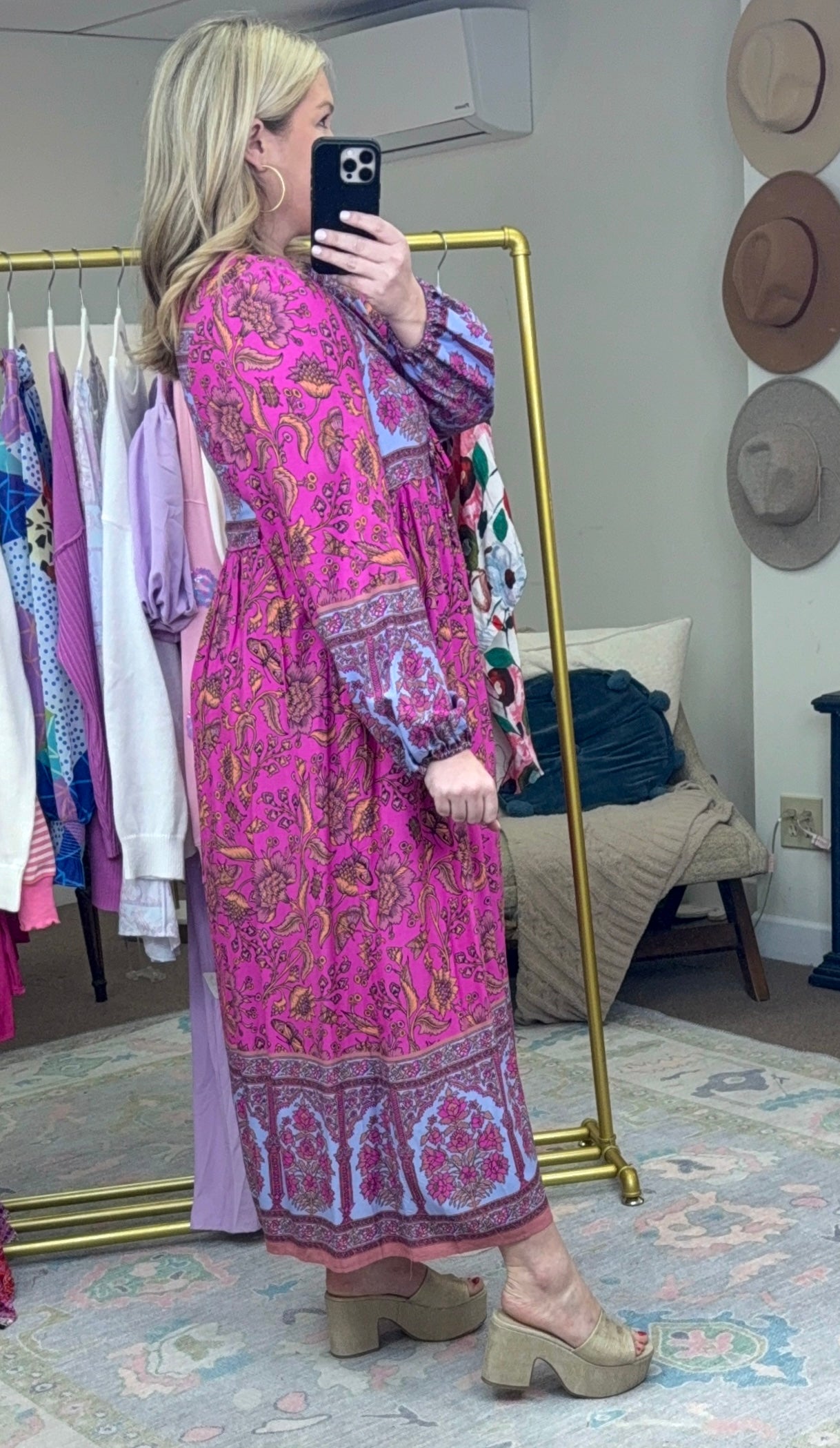 Pink Boho Print Maxi Dress