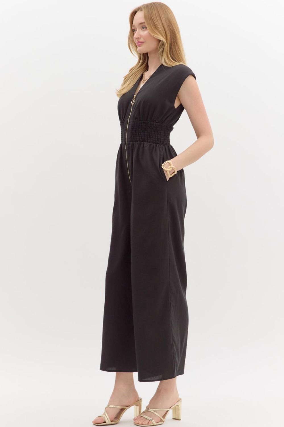 Night Out Wide Leg Zip Jumpsuit