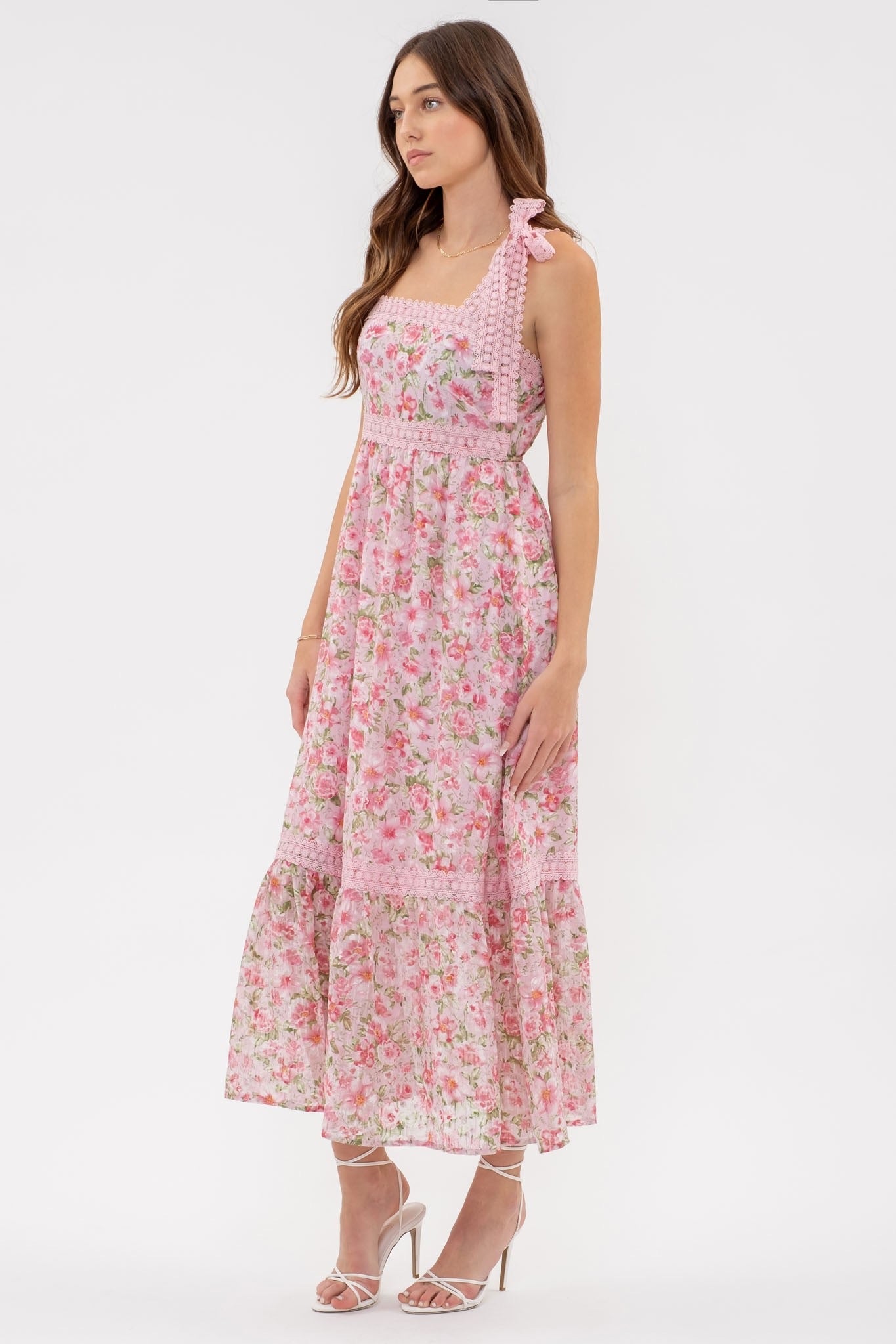Fresh Florals Tie Strap Maxi Dress