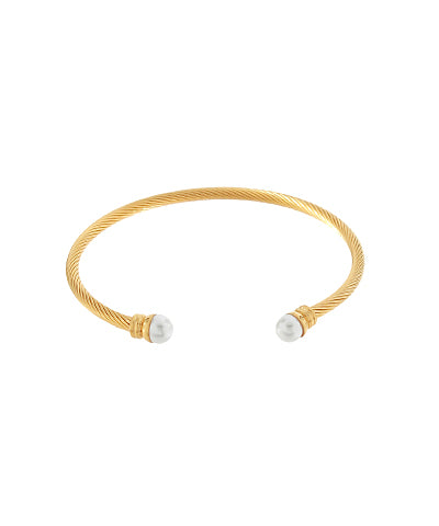 Sweet Addition Pearl Coil Cuff Bracelet