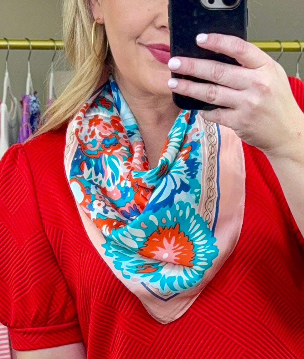 Peach Sunday Best Abstract Silk Neck Scarf