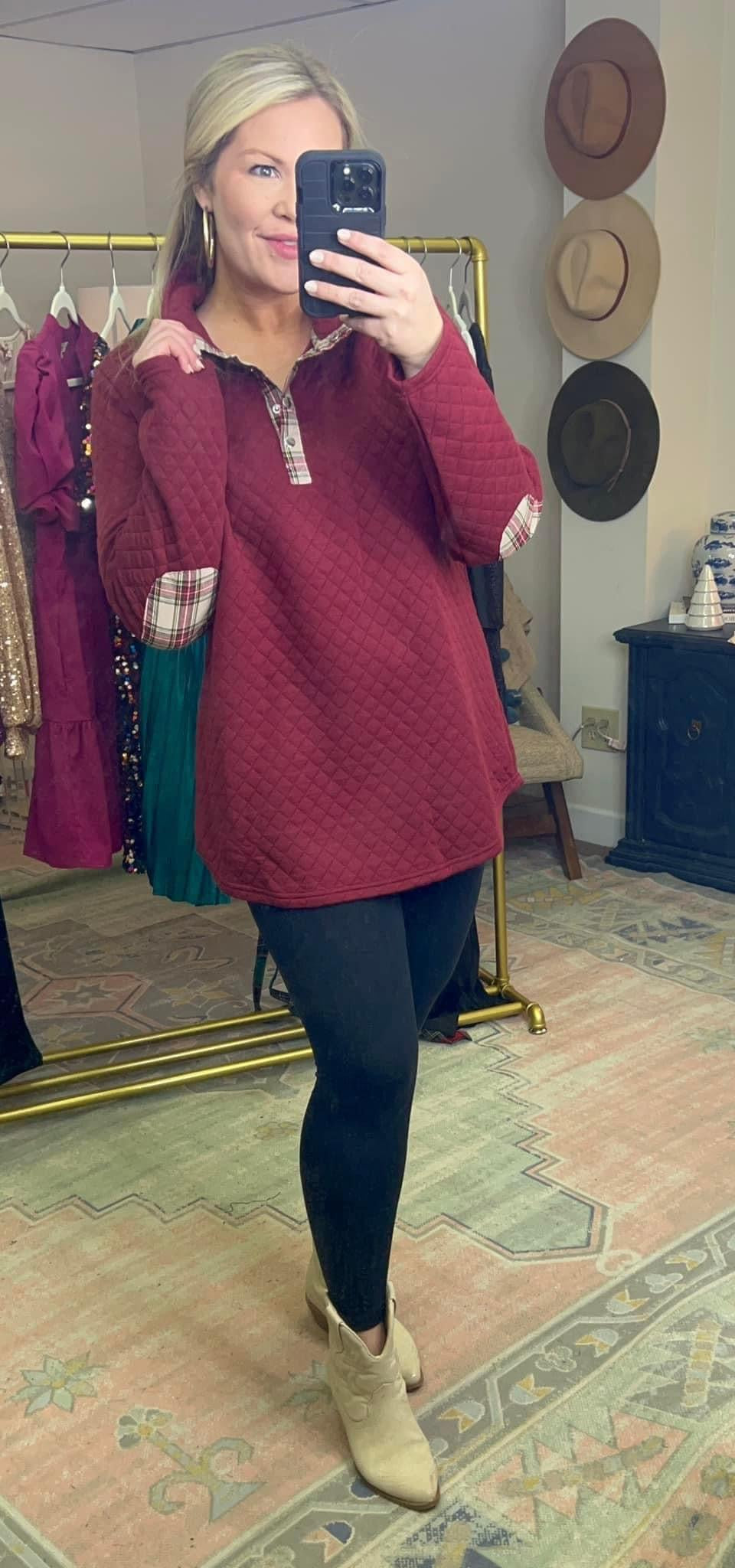 Quilted Tartan Elbow Patch Pullover