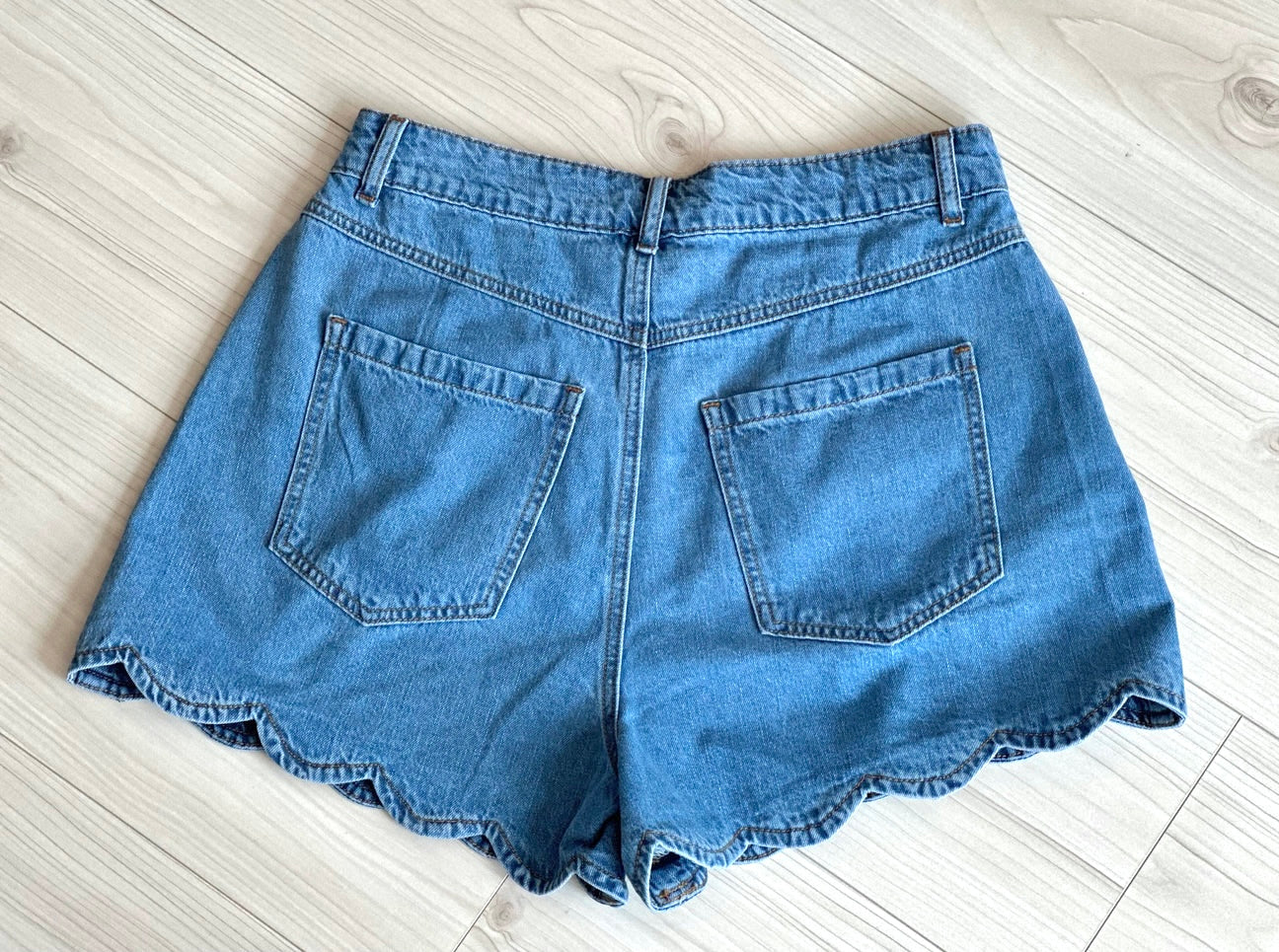 Another Perfect Day Scallop Hem Denim Shorts