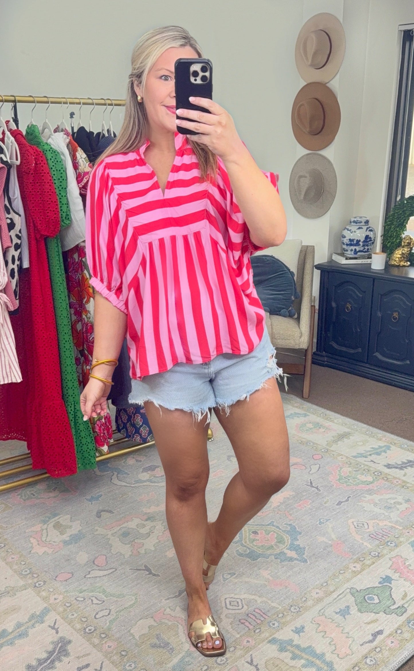 ENTRO: Bold Moves Stripe Colorblock Blouse