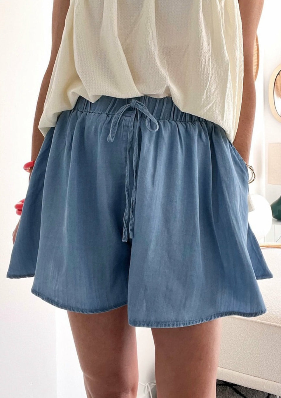 **RESTOCKED** Maybe So Wide Leg Chambray Shorts