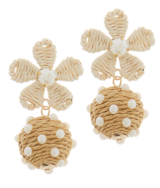 Sweet Retreat Raffia Flower Earrings