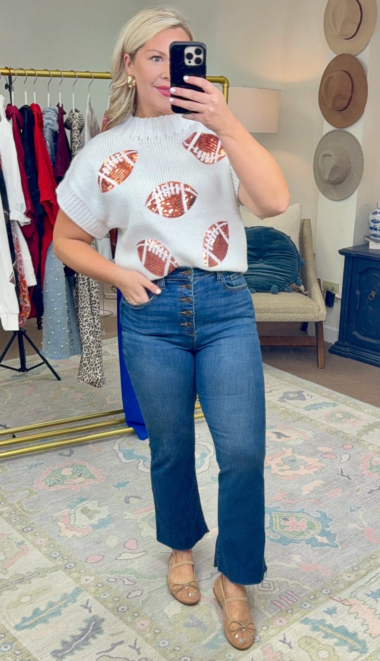 We’ve Got Spirit Knit Sequin Football Top