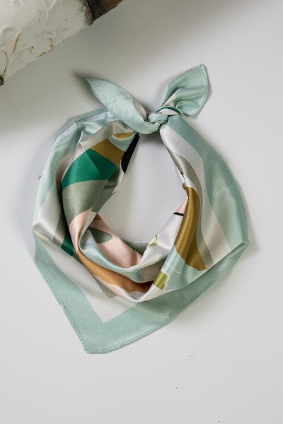 Serene Scene Abstract Palm Silk Neck Scarf