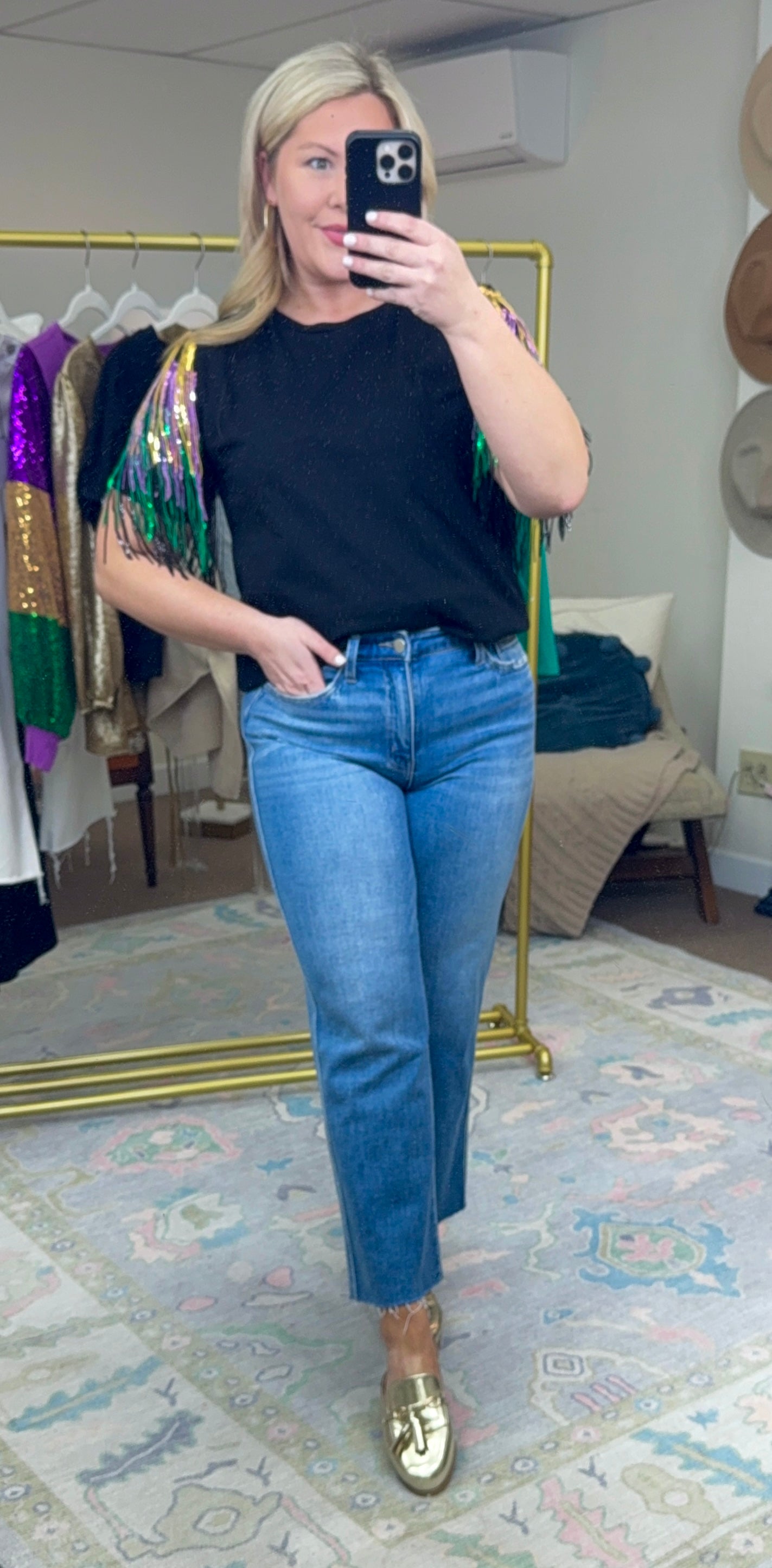 Mardi Gras Fringe Top