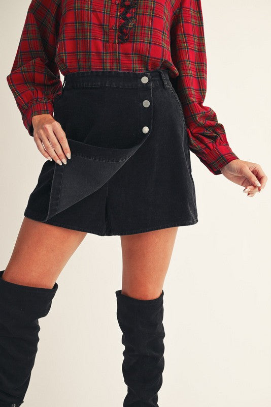 **MORE COLORS** Proper Poise Button Up Corduroy Skort