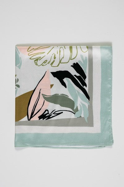 Serene Scene Abstract Palm Silk Neck Scarf