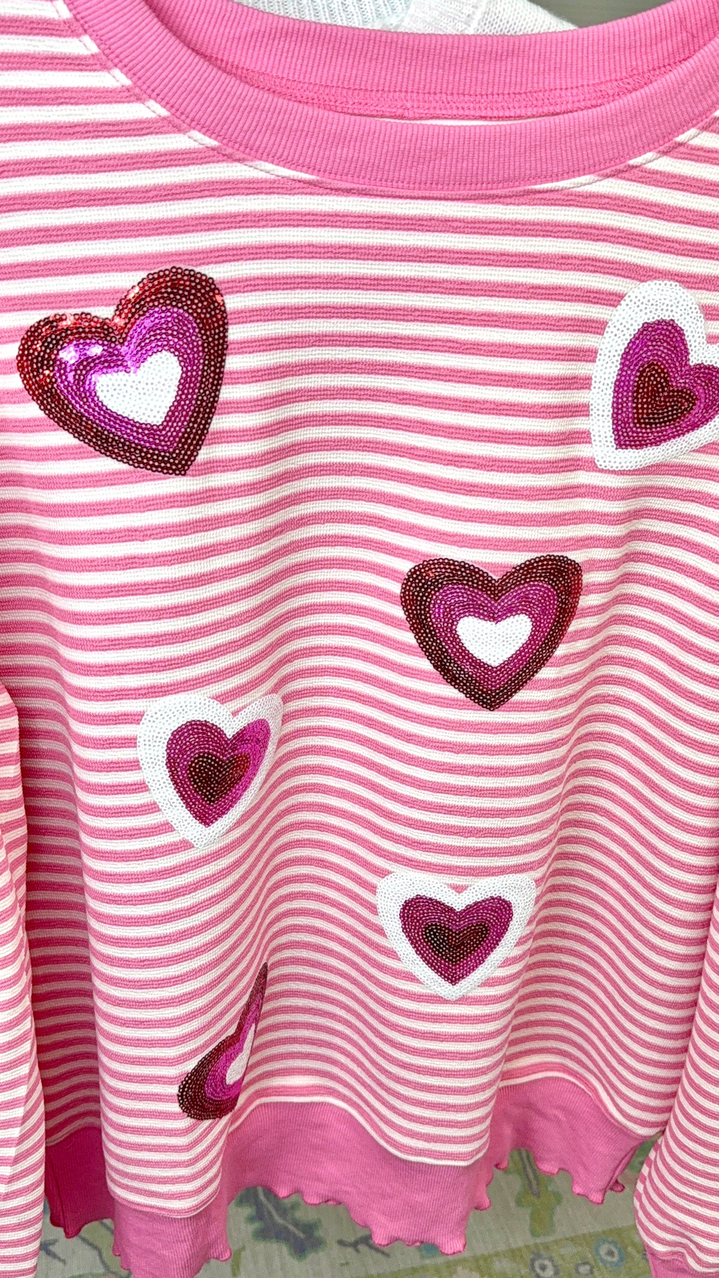 Love Fool Sequin Heart Pullover Top