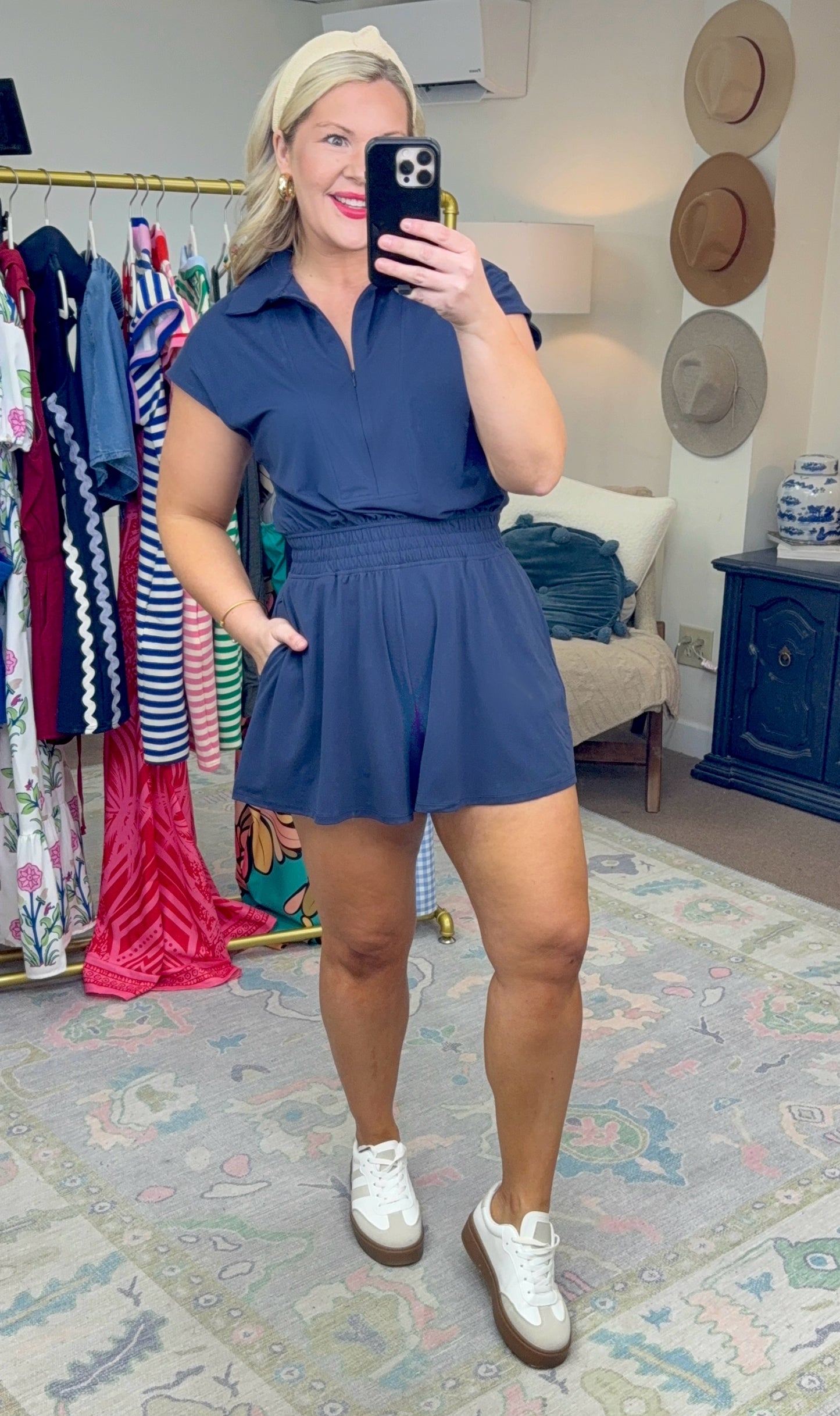 **MORE COLORS** Style and Sport Butter Soft Quarter Zip Athleisure Romper