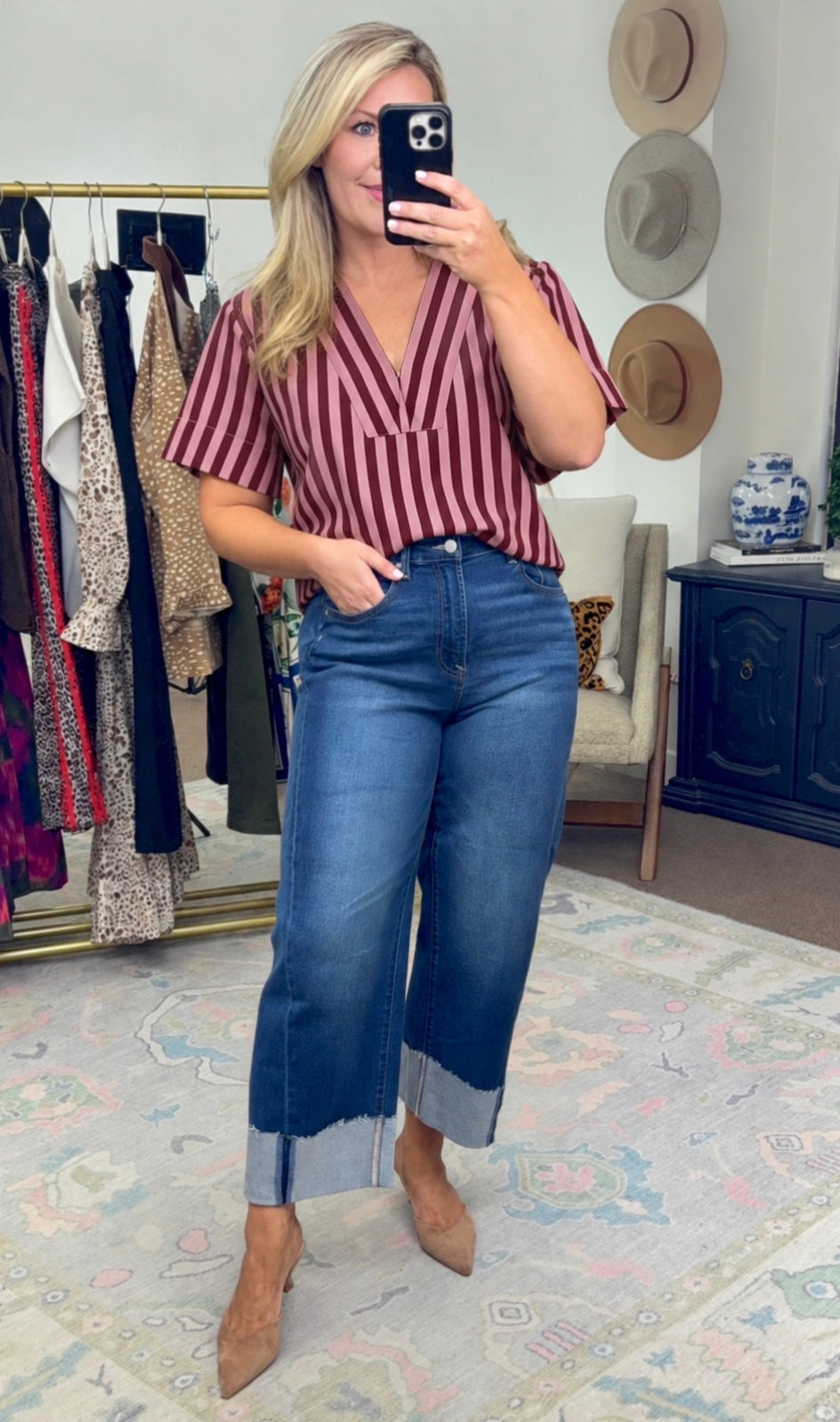 First Impression Colorblock Stripe Blouse