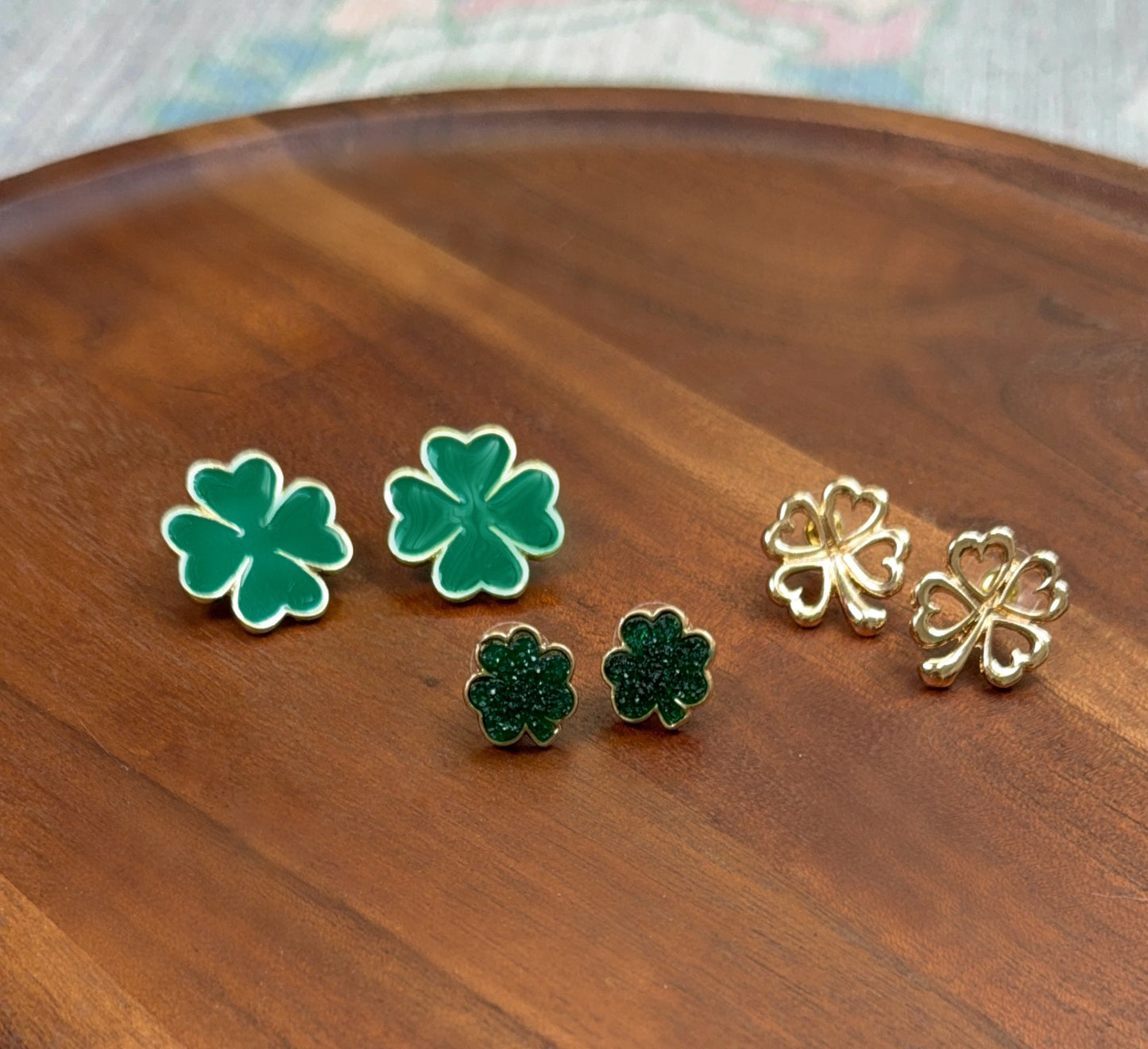 Epoxy Clover Stud Earrings