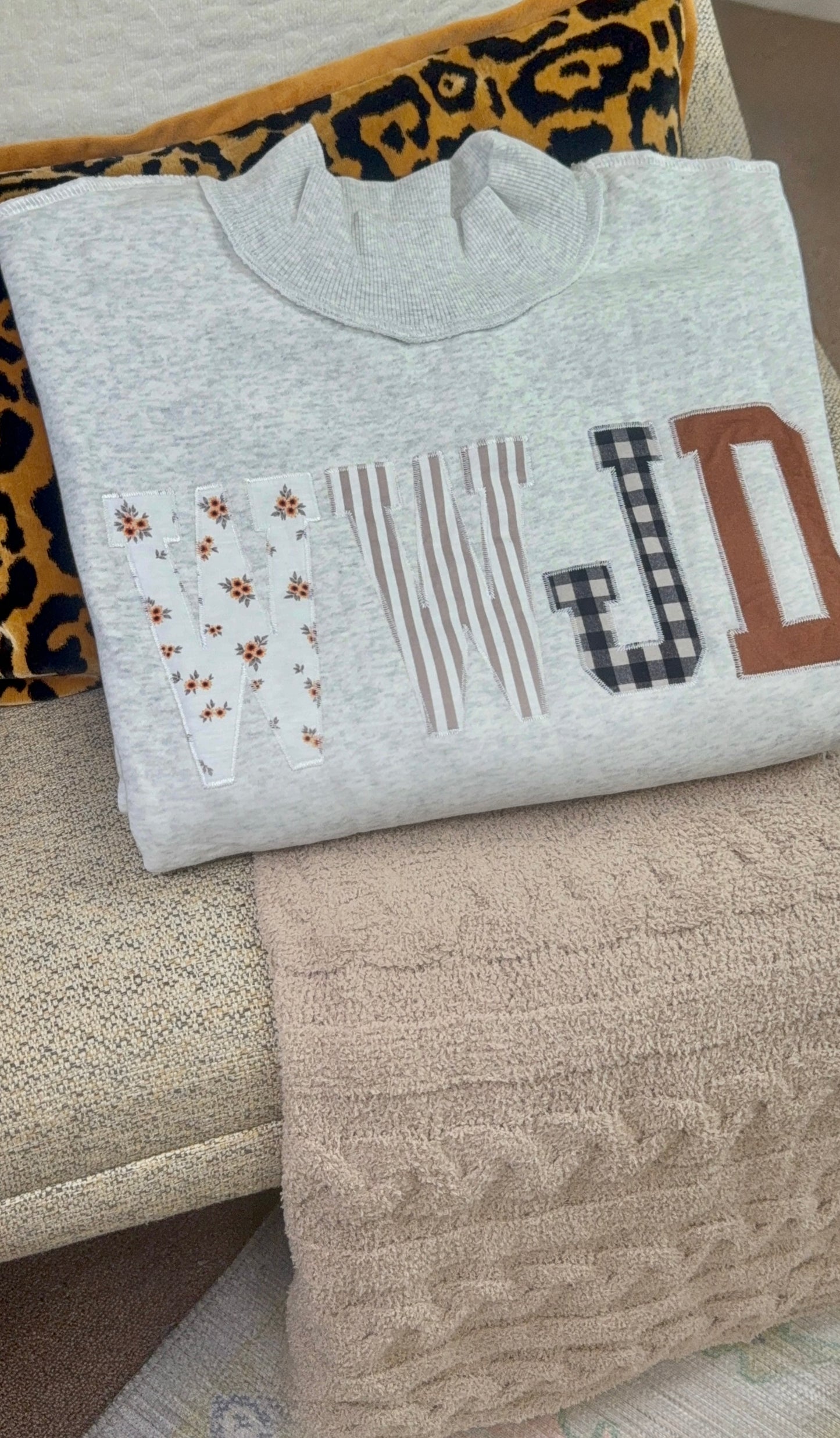 WWJD Embroidered Patch Mock Neck Sweatshirt