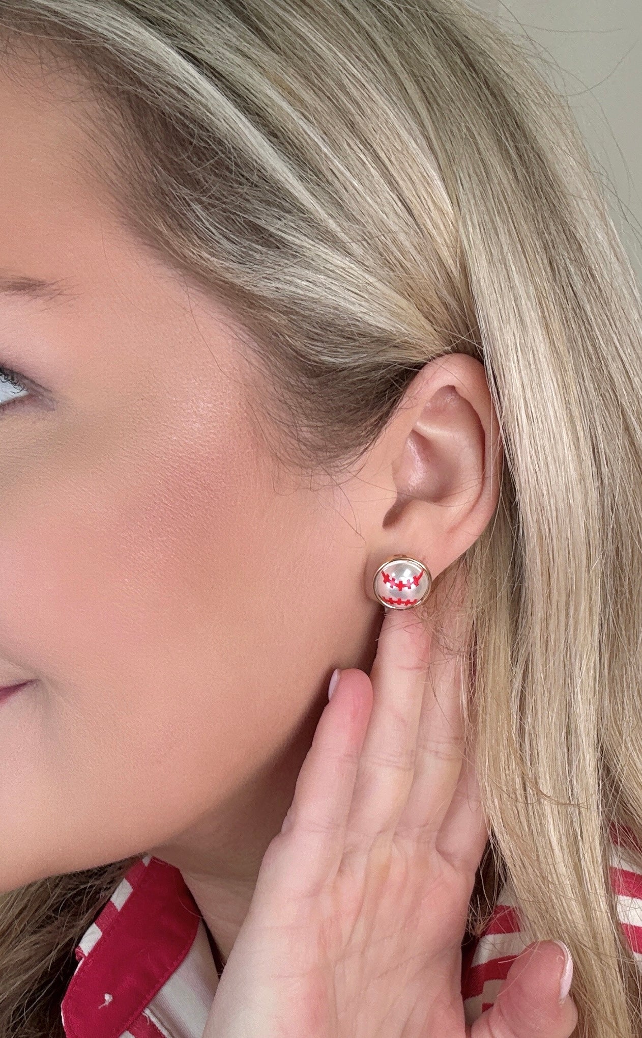 Baseball Pearl Stud Earrings