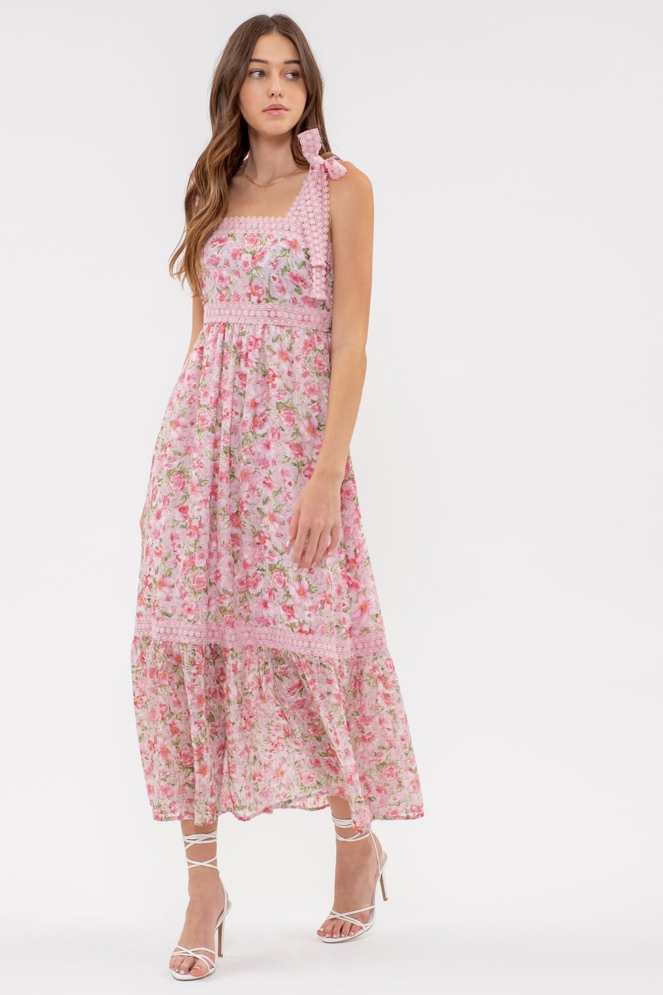 Fresh Florals Tie Strap Maxi Dress