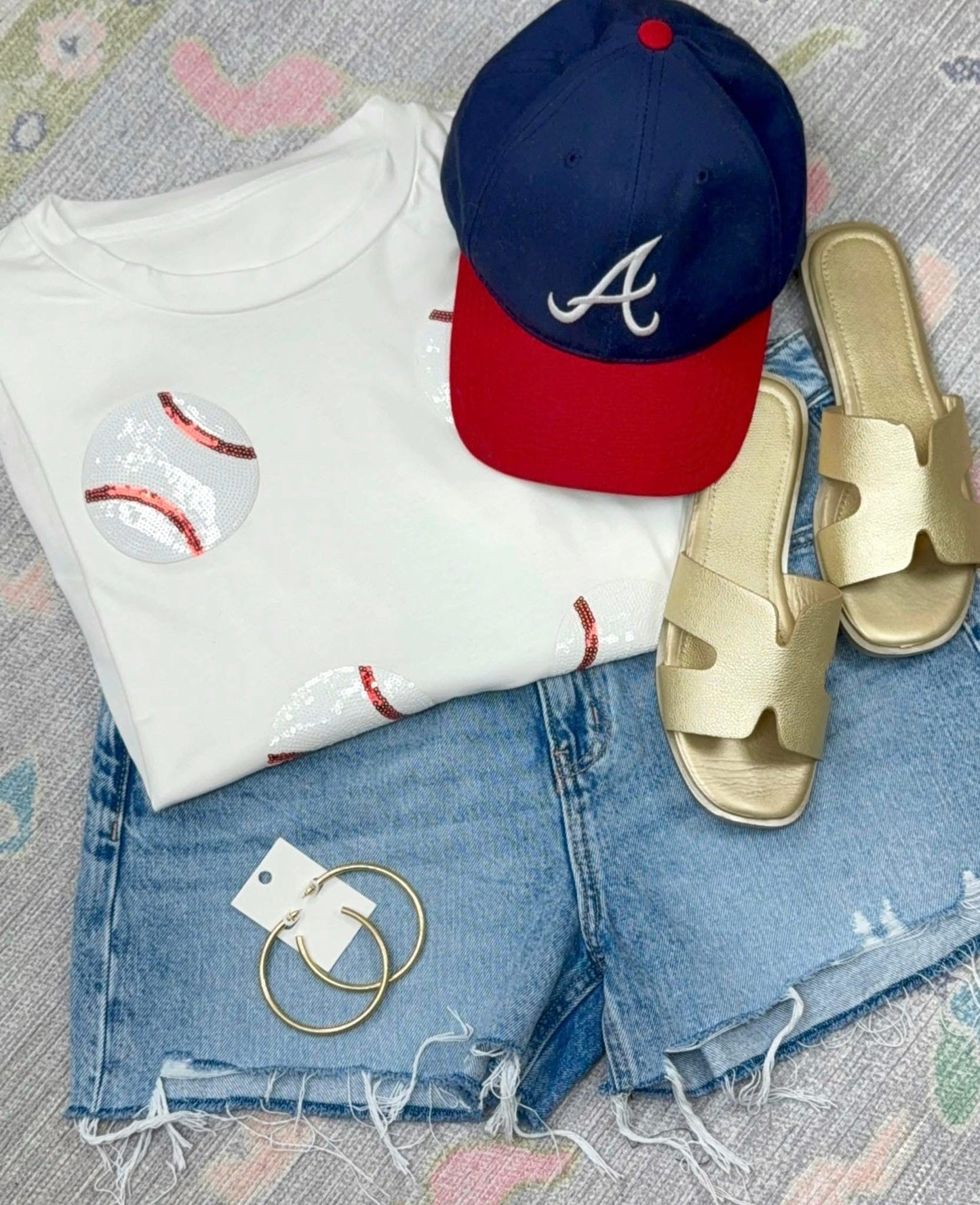 **MORE COLORS** Grand Slam Sequin Baseball Tee