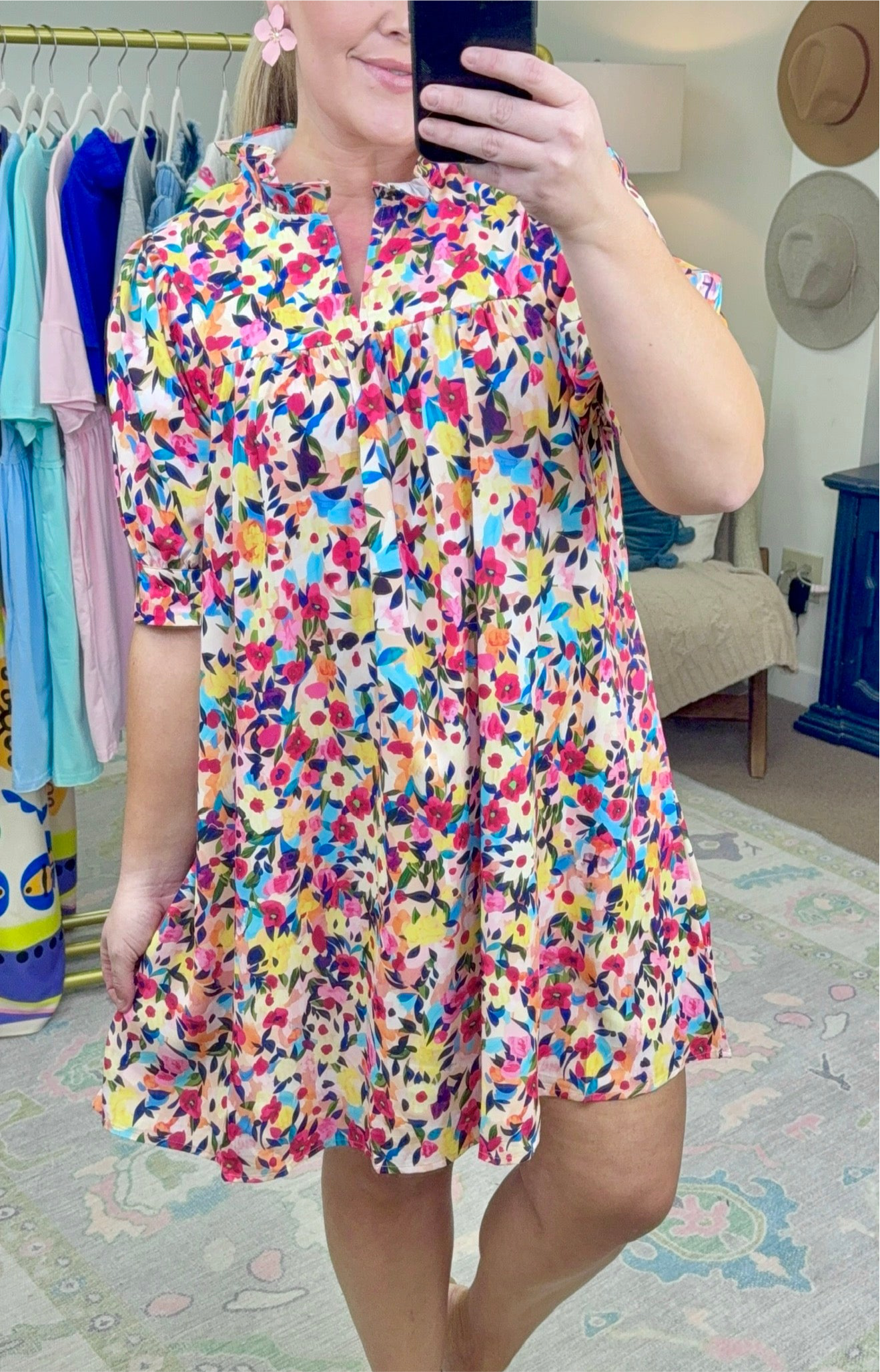 Forever Amen Watercolor Print Babydoll Dress